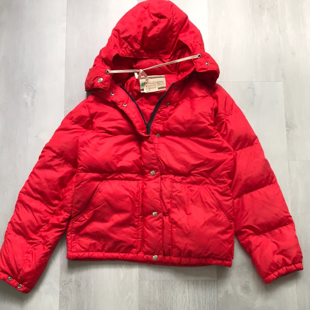 REI PUFFER HOODED JACKET RED DOWN FILLED WOMENS SMALL